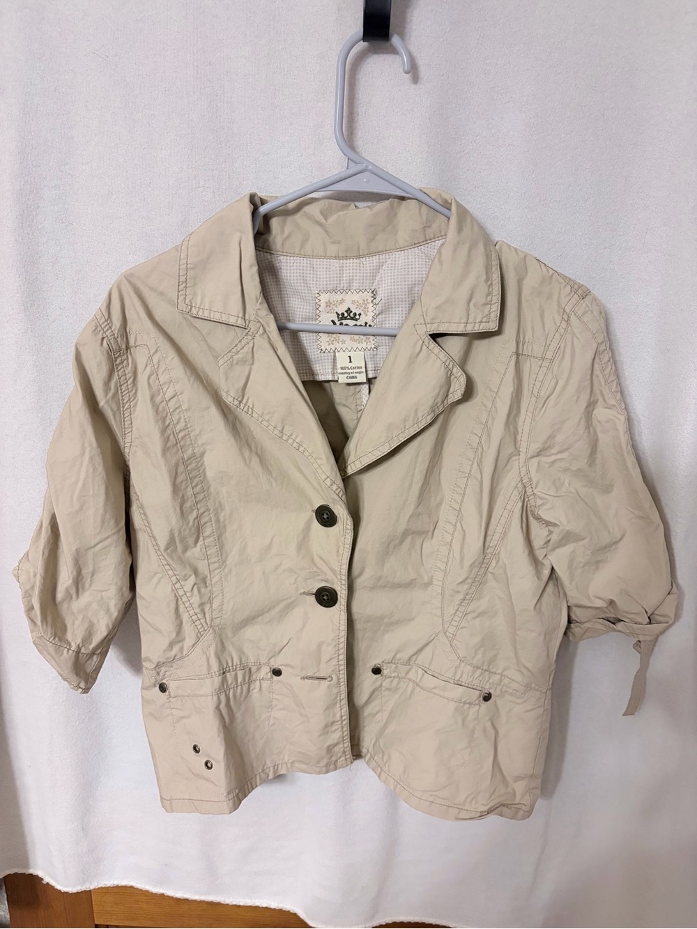 Nori Vintage Y2K Tan Cotton Blazer Jacket Boho Gorpcore